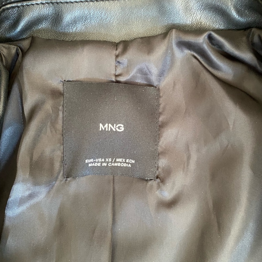 NWT MANGO FAUX-LEATHER BIKER JACKET Women's Black - XS - Picture 7 of 12